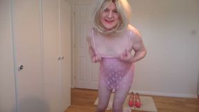 Pink see-through negligee
