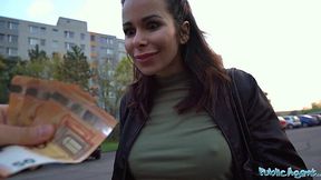 Busty Brunette's ready to fuck with a stranger for a big money