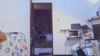 Twink Jerks Big Cock and Cums Before Opening Door for Neighbor