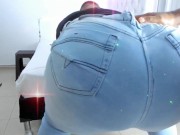 I love it so much that this big cock fucks my ass with my jeans on