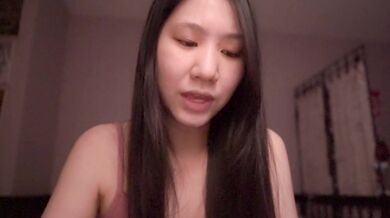 Asian girl solo reading her incel lore while getting fingered