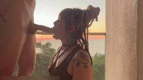 Warming My Pussy in the Sun + Blowjob