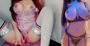 Stunning brunette with a godess body masturbates her sweet cunt and then has some cock