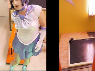 Sailor mercury's masturbation with nipp toy and booty-plug. Please see my arsehole!