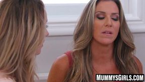 Inked MILF shows teen proper scissor techniques