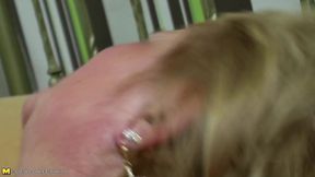 Young skinny girl fucks old big step mom
