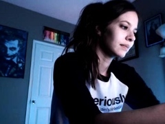 Cute curly brunette solo webcam masturbation