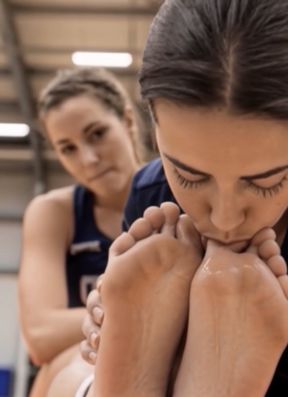 Lesbian foot lovers lick toes and admire soles