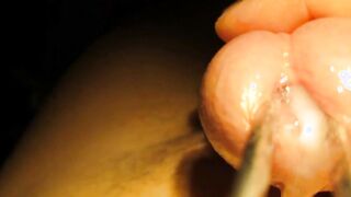 Urethral sounding and stretching with cumshot