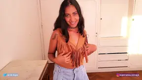 Latina stepsister rides cock in wild cowgirl sex