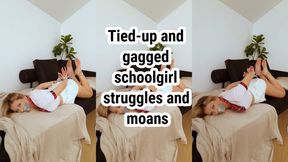 You tied up your naughty student with ropes and gagged her with duct tape. I struggle and make noises while you watch me and my bare feet