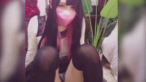 Pink Mask Cat Ear Femboy Jerks Cock Gushing Cum Wreckage