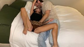 Skinny student in a skirt experiences multiple orgasms from her friend's deft fingers and cock.