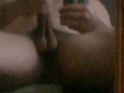 stud with big saggy nuts cums in mirror