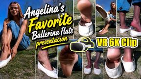 VR 3D 6K 180 60 fps | Angelina’s Sweaty White Ballerina Flats – Worn Insoles, Nylons & Barefoot Close-Ups