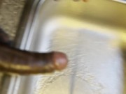 BBC Jerks Off in the Kitchen Sink Before Bed
