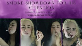 Smoke Showdown for His Attention - Smoking Tamtam x Ramona Collaboration - Fast Smoking Marlboro Red - POV - Audible