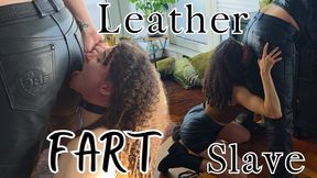 Leather Slave Girl Gets Smelly Face Farts