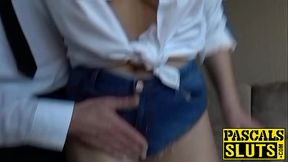 Busty blonde babe gets her ass pounded doggy style