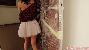 Moaning uncontrollably while masturbating at home