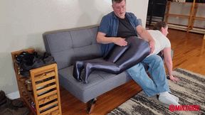 Minx Grrl - Spanked in shiny leggings Part 1 (WMV Format)