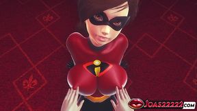 Helen Parr The Incredibles Gets an Orgasm from Breast Play and Cunnilingus - Fingering Her Tight Pussy in 3D Animation
