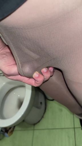 I Took Sexy Nude Pantyhose From a Girlfriend and Admire My Juicy Cock at a Party