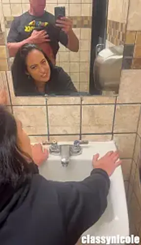 Public Restroom Quickie with Curvy Brunette MILF