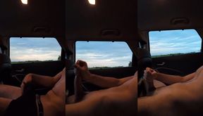 Fit Studs Car Jerk Cum Gush as Trucks Honk Sunset Destroyed