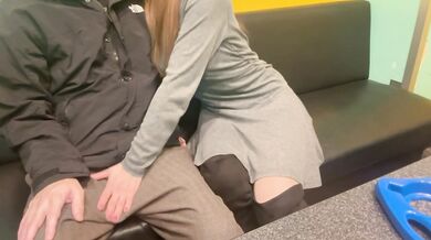 Karaoke room peeking lady lets him cum inside as he watches