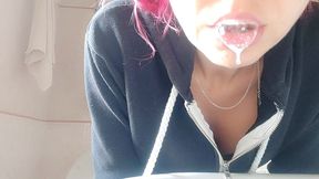 toothbrushin and spit on my morning routine