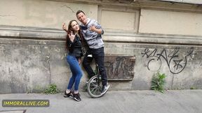 Tiny Czech chick flaunts fat puffy vagina&#x270C; &mdash;  ravaged in taboo threesome
