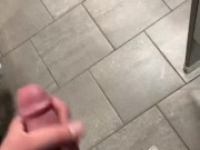 PUBLIC BATHROOM RISKY JERKING TUGGING BIG COCK THEN BLOW MASSIVE CUMSHOT IN URINAL