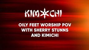 Oily feet worship pov with Sherry Stunns and Kimichi - WMV