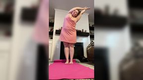 BBW mom Kinky Katie yoga in a nightgown LIVE on TikTok