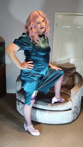 Sexy hot blue backless satin dress