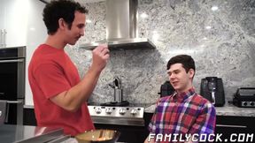 Kinky stepfather barebacks twink and cums on his cute face