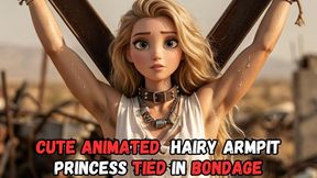 super cute animated hairy armpit princess so sexy she needs to be punished tied to a x frame in BDSM bondage fantasy struggle