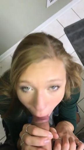 Slim blonde woman and her boyfriend enjoy a hot professional blowjob