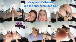 Step-Mom Vicky Vix and Katherine Green find the grounded shrunken Step-son: Foot Humiliation, MommyDomme, Shrinking Fetish, Tiny Man POV- 1080p
