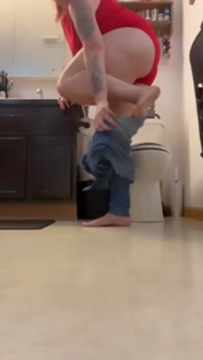 BBW stepmom MILF pissing fetish and stripping JOI your POV