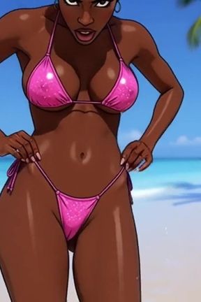 Ebony Girl Sex on the Beach. African Girl. Cartoon. the Sexiest Girls on the Planet