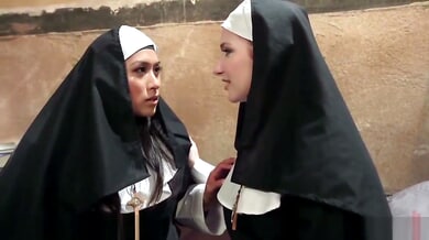 Electro fetish session with a nun in an industrial dungeon