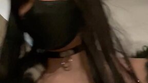 Exploring train station and parking lot in fishnet stockings