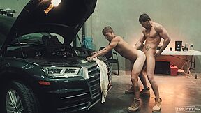 Roman Todd And Brandon Anderson In Cumshot Central For Mechanics