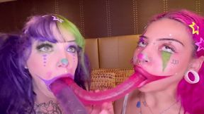 2 Clown Sluts Welcome You To The Circus Squirting &amp; Gagging On Toys