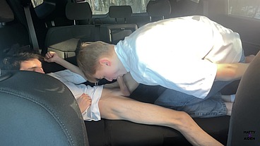 Matty and Aiden: Hot twink blowjob in the car