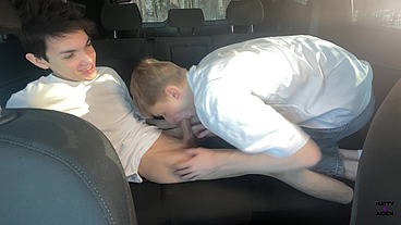 Matty and Aiden: Hot twink blowjob in the car