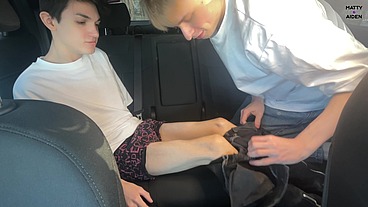 Matty and Aiden: Hot twink blowjob in the car