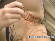 Cute college girl Mia stuffs a toy into her sweet teen twat